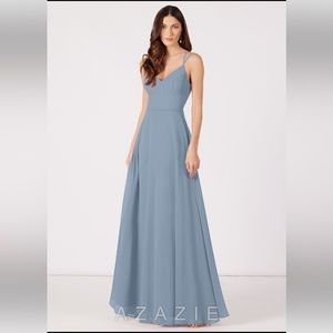 Azazie Dusty Blue Bridesmaid Dress Janine Size 6 / 8